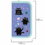 Пенал ПИФАГОР, 2 отделения, ламинированный картон, 19х11 см, "Funny cats", 273481