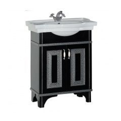 Тумба с раковиной Aquanet Валенса 70 черный краколет/серебро