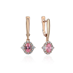 Серьги с фианитом из красного золота 585 пробы JA-S-113841-1