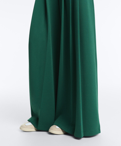 OYSHO Хлопковые широкие брюки-пике со складками, темно-изумрудный