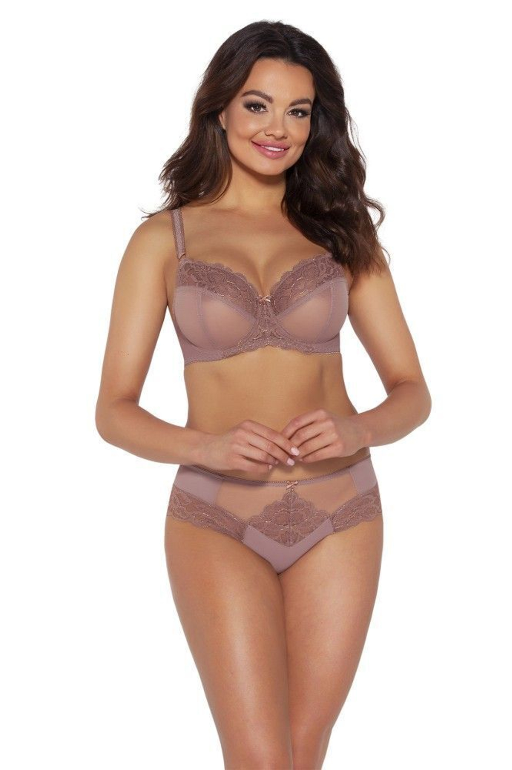 Бюстгальтер plus size с чашками на косточках и боковыми поддержками (Размер: 95F) (Цвет: нежно-розовый)