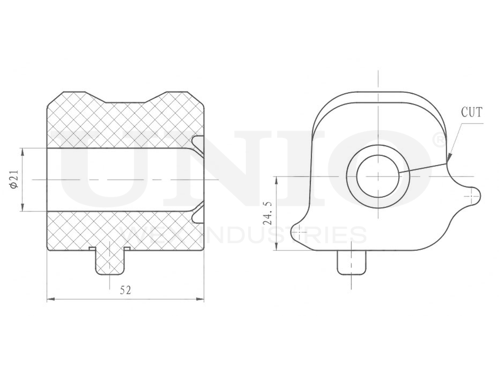 Втулка правая переднего стабилизатора UNIO RMP-10136