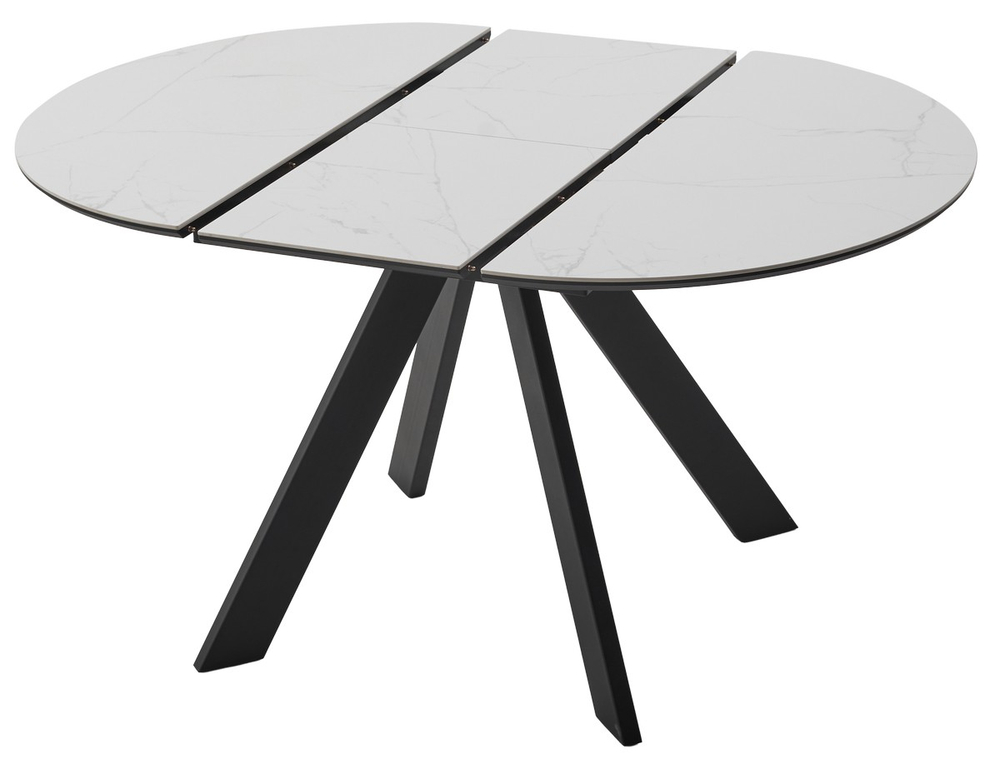 Стол М-City DISAUR Бонжур 100 Белый мрамор, керамика, Черный каркас