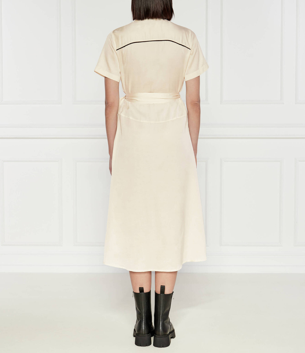 Сатиновое платье с ремешком Pinko - экрю(103745 A1XM)