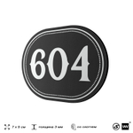 Номерок на дверь квартиры 604, для кабинета, офиса, шильдик 9 х 7 см, черный, Айдентика Технолоджи