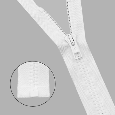Молния трактор Arta Т6 (6 мм) 1 зам., разъем., 75 см, цв. 001 белый, уп.5 шт