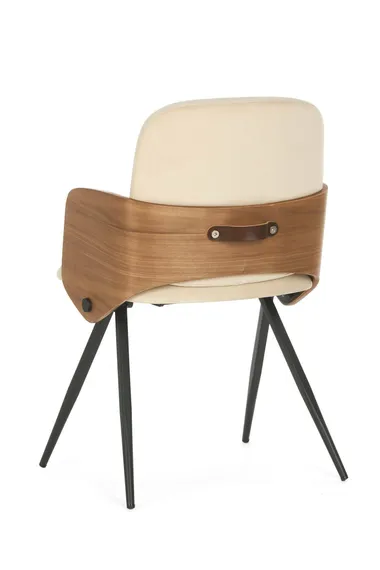 Обеденный стул Dune, бежевая экокожа, спинка орех