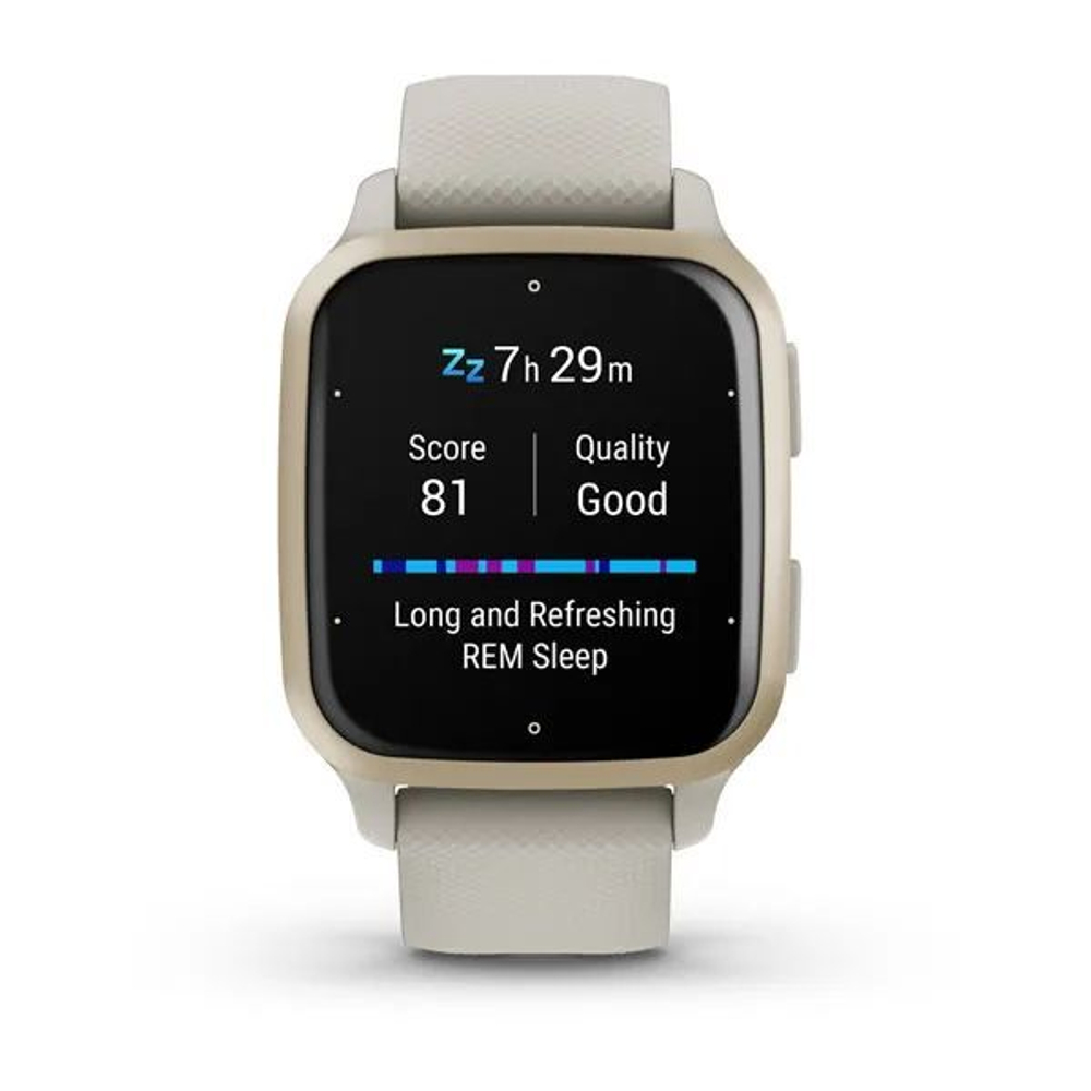 Смарт часы Garmin Venu Sq 2 Music Edition серый с безелем цвета кремового золота и силиконовым ремешком