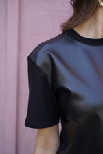 Блуза женская | Бл-1015 а футер/экокожа