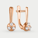 Серьги детские с фианитами из красного золота 585 пробы (арт. 027252-1102)