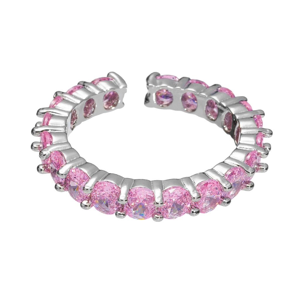 Кольцо-дорожка, регулирующийся размер, розовые камни