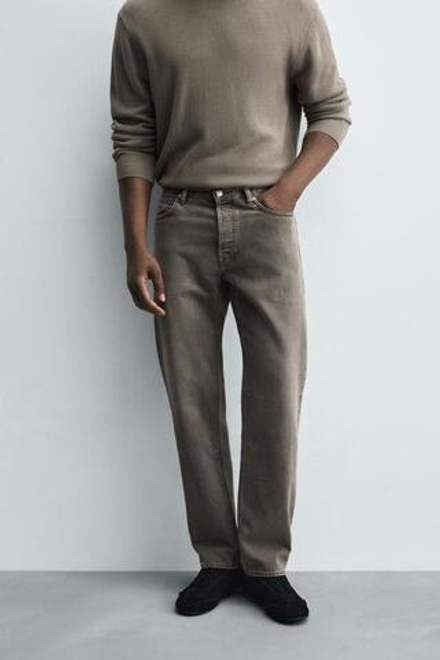 ZARA ДЖИНСЫ STRAIGHT FIT, РЫЖЕВАТО-КОРИЧНЕВЫЙ