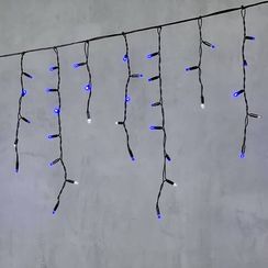 Светодиодная бахрома с колпачком 3,1*0,5 м., 120 синих LED ламп, мерцание, черный провод ПВХ, IP65, LTC (PIL120BLWCAP-11-2B)