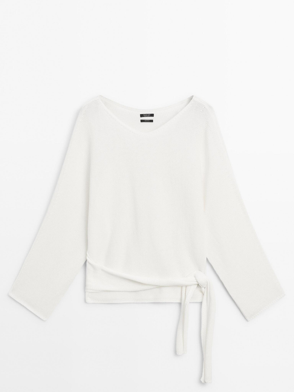 Massimo Dutti Свитер с бантом, белый