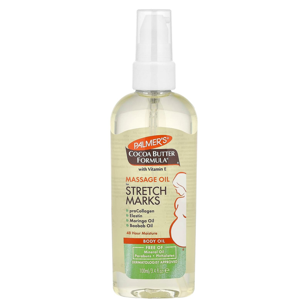 Palmer's, Cocoa Butter Formula® с витамином E, массажное масло для растяжек, 100 мл (3,4 жидк. унции)