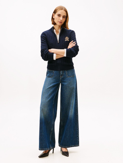 Кардиган Tommy Hilfiger Crest Logo Cable Knit Zip Cardigan Navy