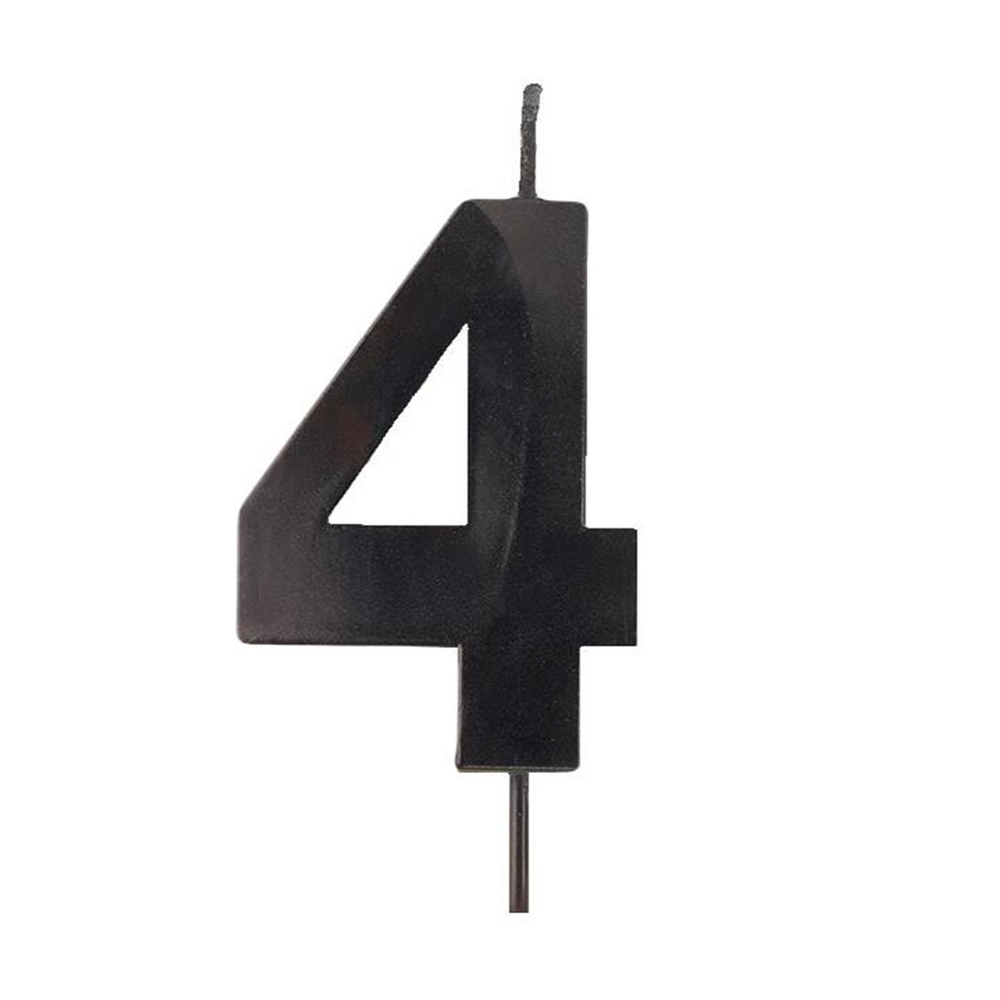 Свечи-цифры на торт в черном цвете 10,5 см с держателем