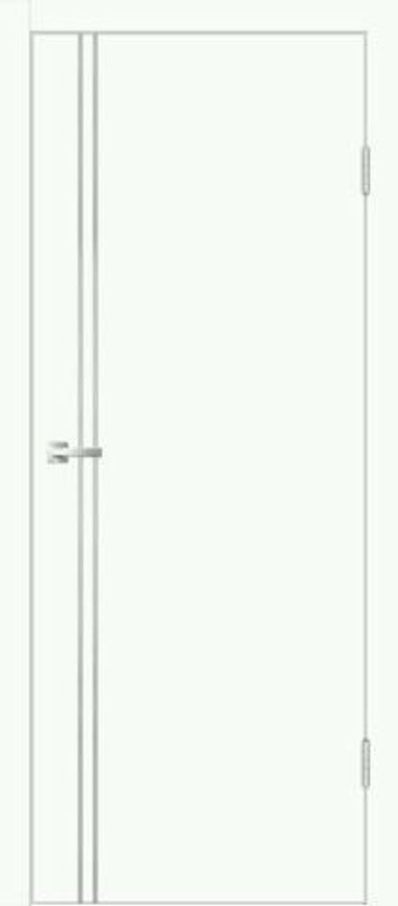 Межкомнатная дверь Velldoris Galant М2 PG (кромка ABS в цвет полотна, молдинг алюминий) Белый опал