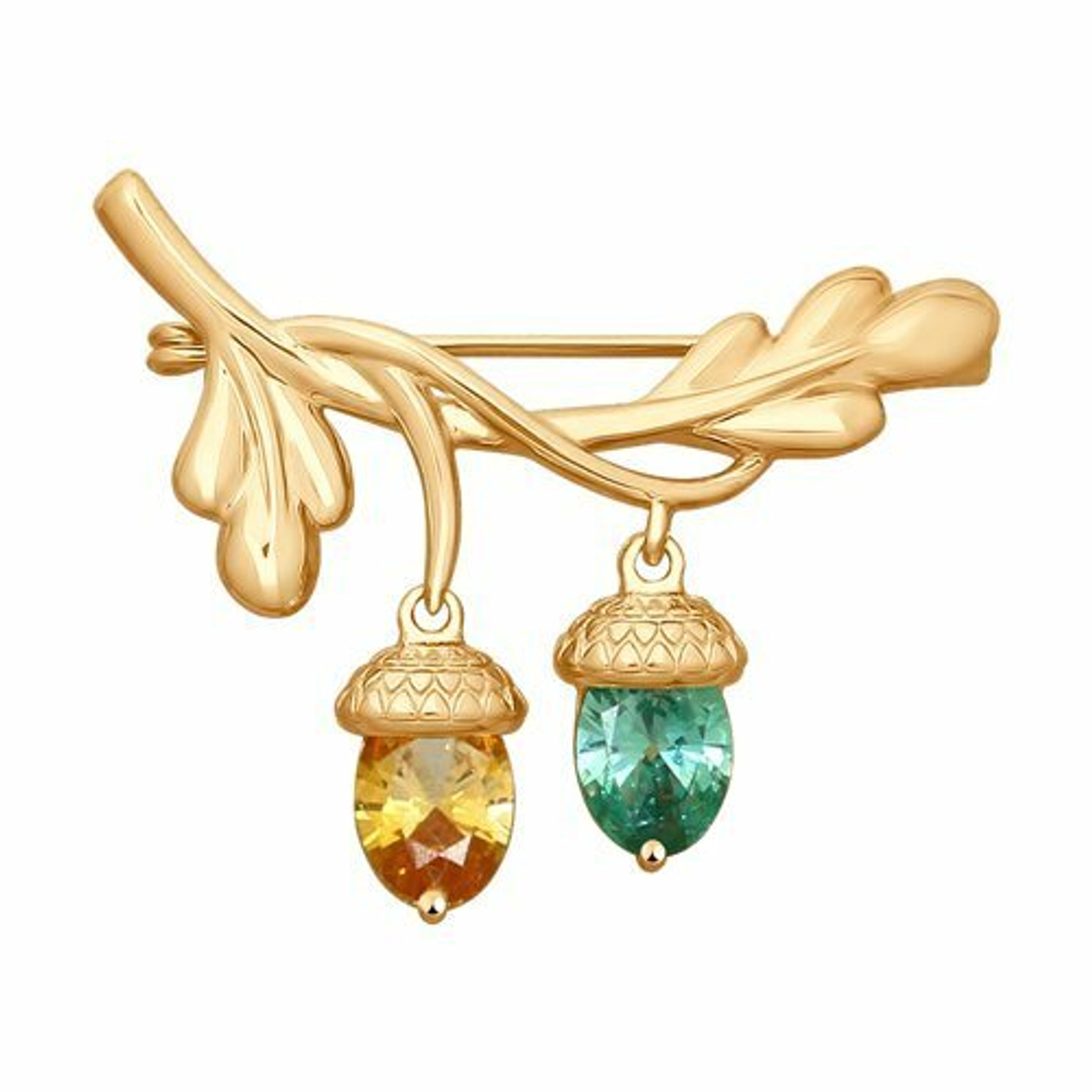 Брошь из золота с жёлтым Swarovski Zirconia