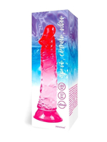 Яркий розово-красный фаллоимитатор с присоской (Цвет: розовый с красным)