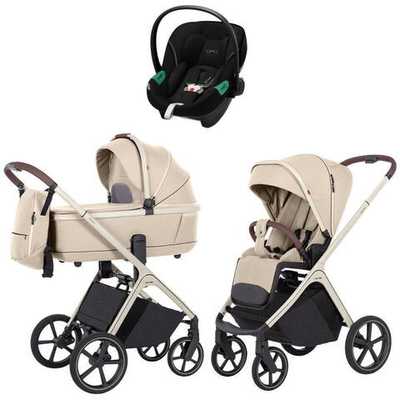 Коляска Carrello Vector CRL-6550 и автокресло Cybex Aton S2 Moon Black 3 в 1 Seashell Beige