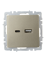 BRITE Розетка USB A+C 18Вт РЮ11-1-БрШ шампань IEK