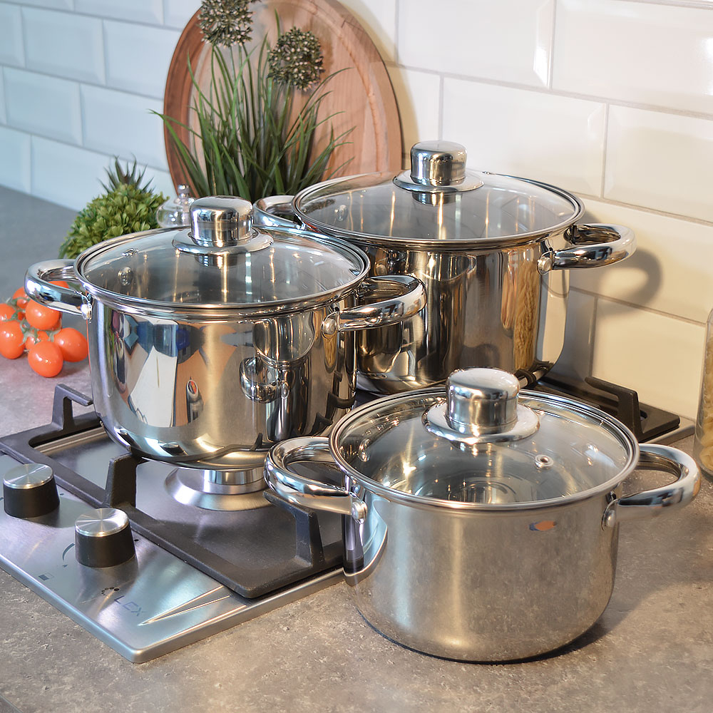 Набор кастрюль 3 предмета (1,9л, 2,9л, 3,9л) нерж, DNN3 SD-A17-6