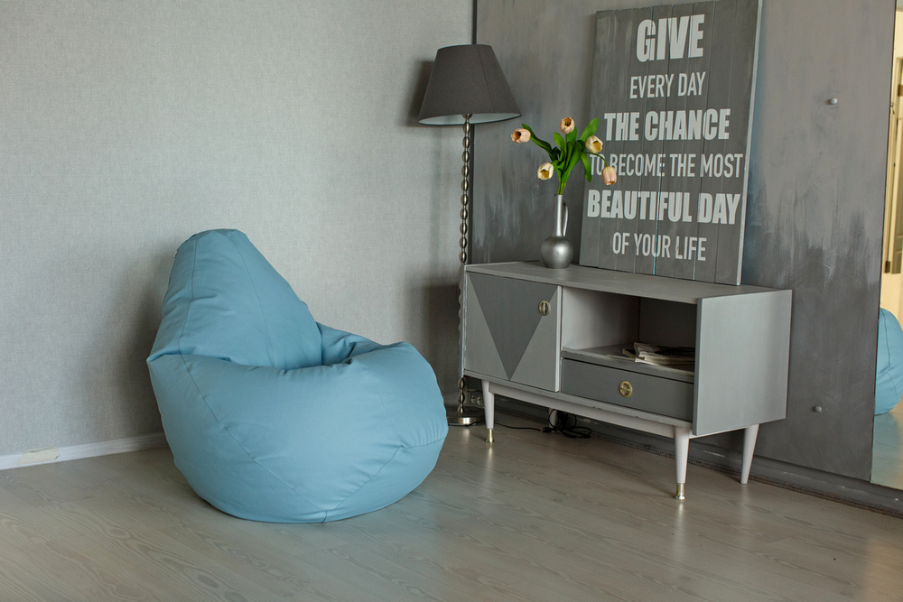 Кресло Мешок Груша Голубая ЭкоКожа (5XL, Классический)