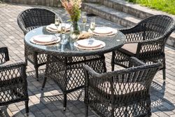 "Дольче" обеденная группа из искусственного ротанга, цвет графит