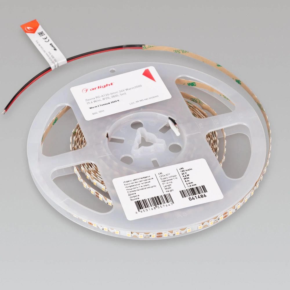 Светодиодная лента RZ-A120-6mm 24V Warm3500 (9.6 W/m, IP20, 2835, 5m) (Arlight, -) 041486