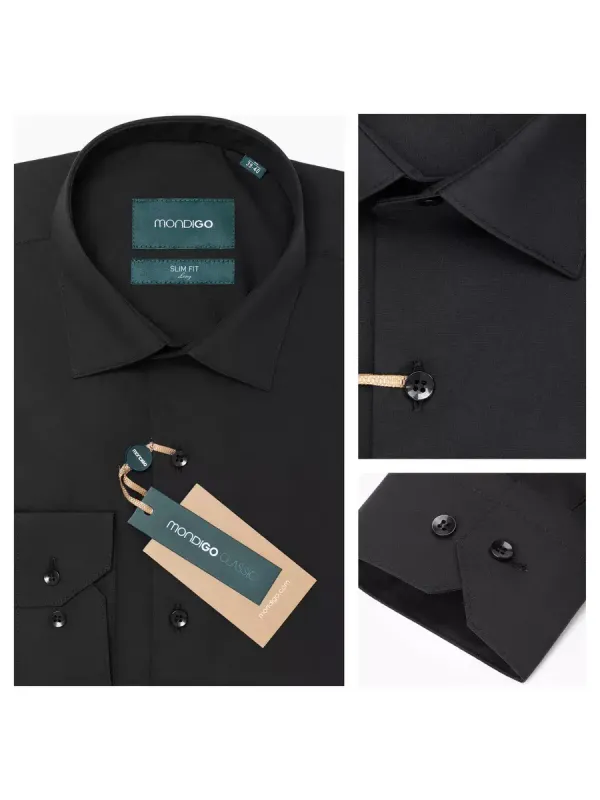 Рубашка на высокий рост LONG SLIM FIT с длинным рукавом, черная