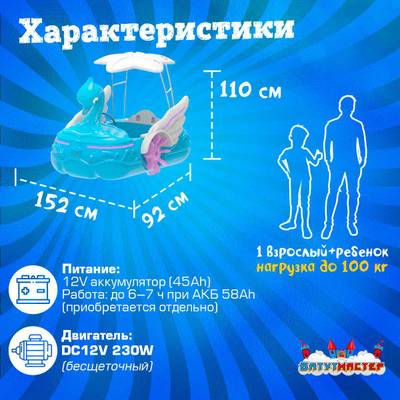 Семейная электрическая лодка-катамаран «Голубой лебедь», 1+1