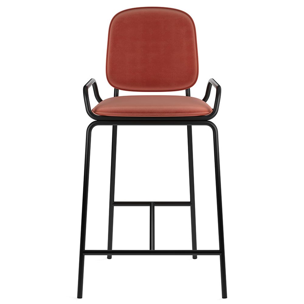 Стул полубарный Ror, 2 Frame, велюр, черный/темно-красный