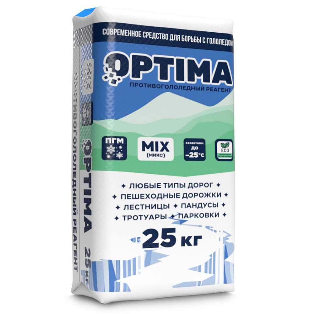 Антигололедный реагент Оптима микс до -25 С 25 кг