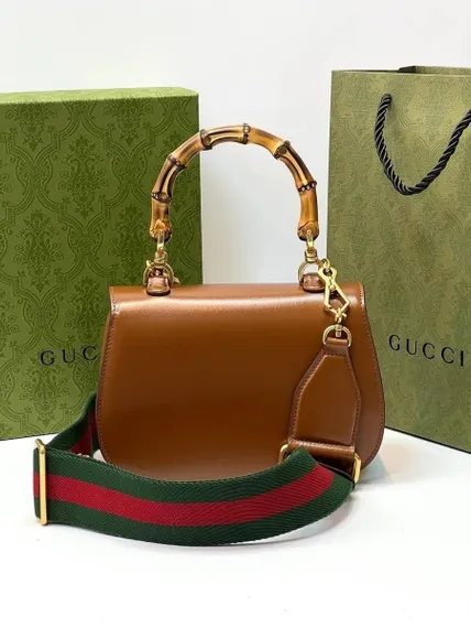 Маленькая сумка Gucci Bamboo 1947 с ручкой сверху коричневый