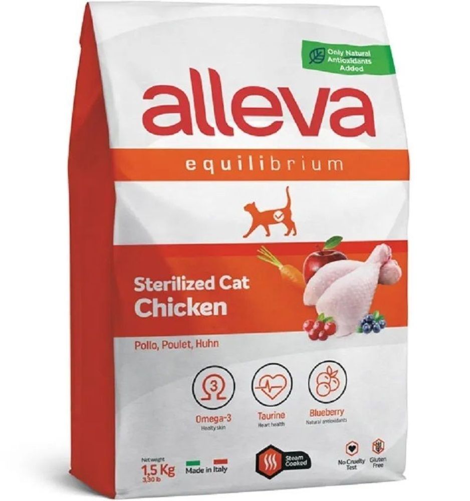 Корм для кастрированных котов и стерилизованных кошек Аллева Эквилибриум с курицей 1,5 кг