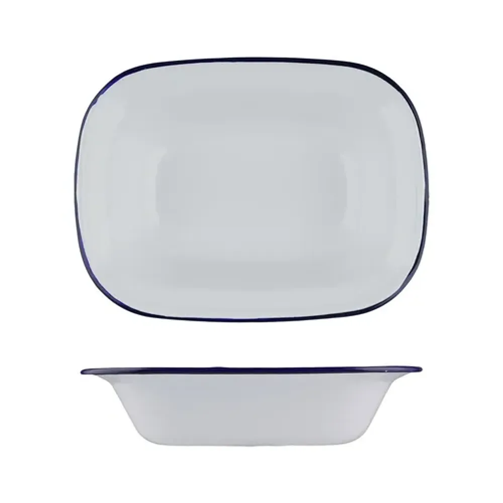 Блюдо для подачи 26*19 см h6 см 1250 мл Blue Rim эмалированая сталь SUNNEX [1]