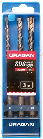 URAGAN 3 шт: 5 х 160, 6 х 160, 8 х 160 мм, Набор SDS-plus буров (901-25554-H3)