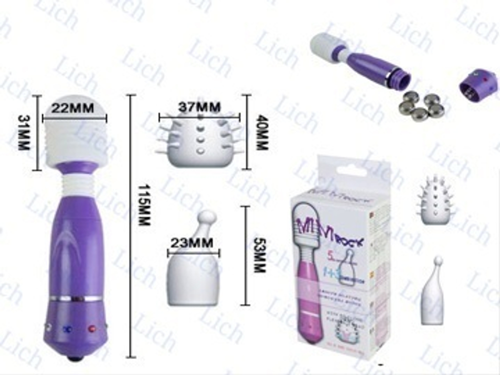 Компактный вибромассажер с тремя насадками