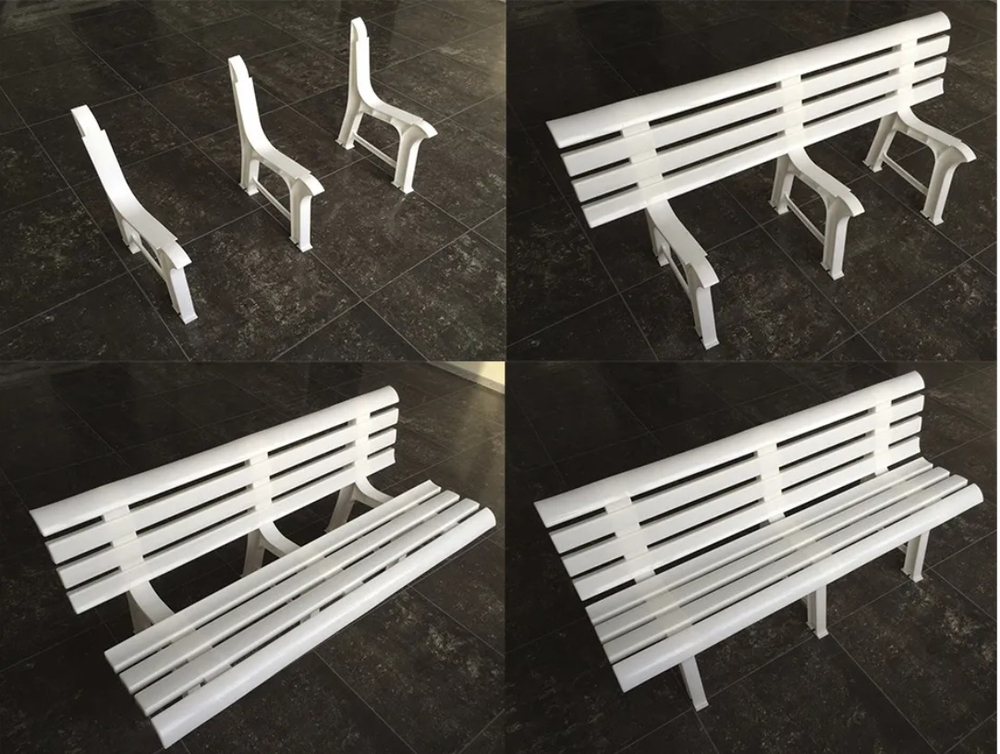 Скамья пластиковая  арт.СКП-МТ001 (белая)