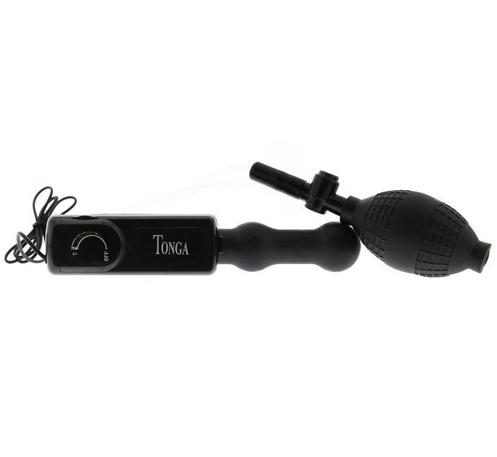 Вибрирующая анальная цепочка с накачкой Zepplin - 14 см. (Цвет: черный)