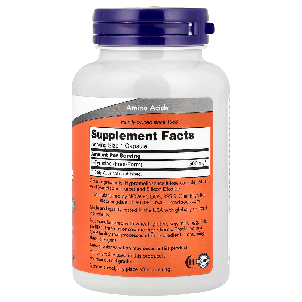NOW Foods, L-тирозин, 500 мг, 120 капсул