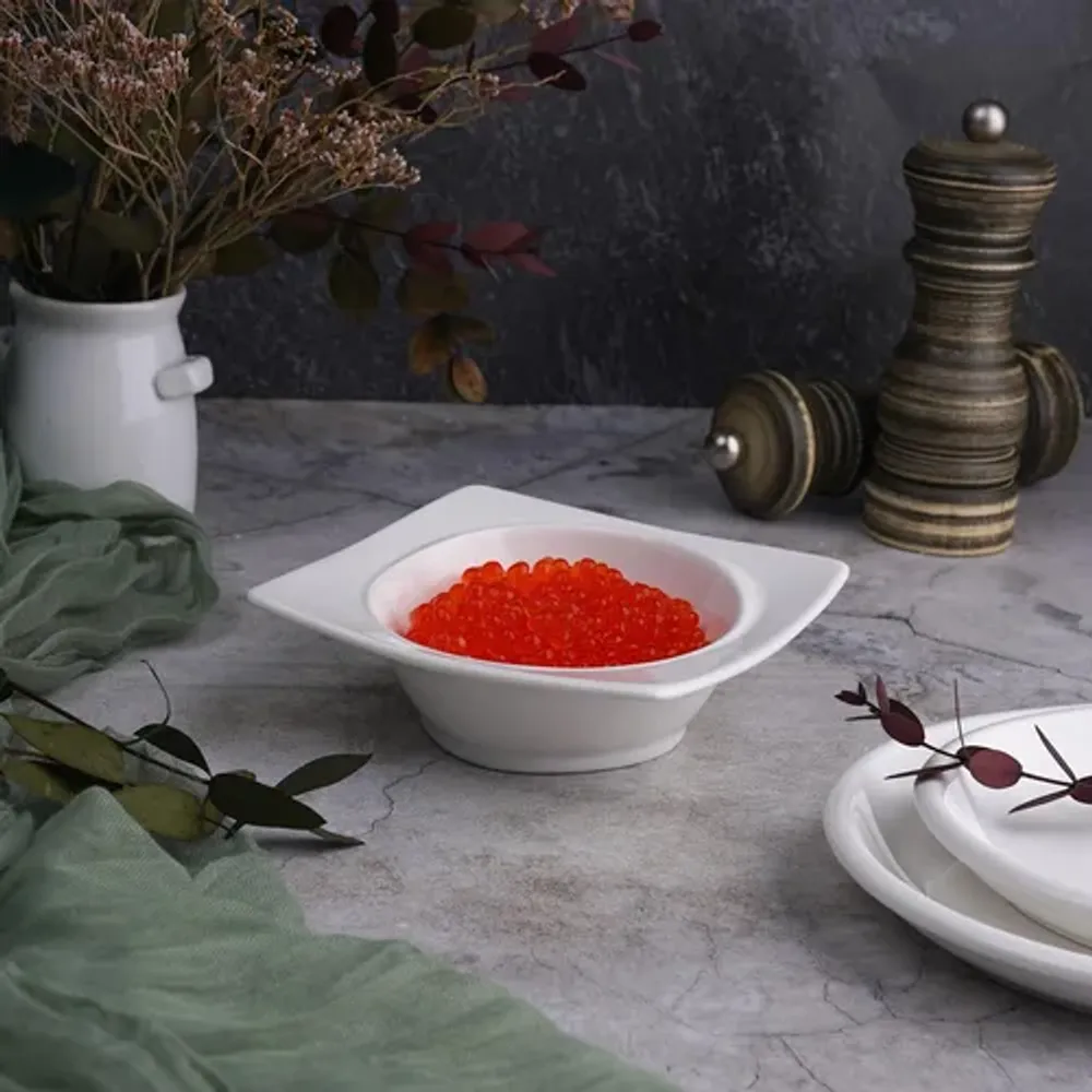 Соусник 100 мл 12*12 см h4 см с бортом Asymmetry квадратный белый фарфор NEW P.L. Proff Cuisine [6]