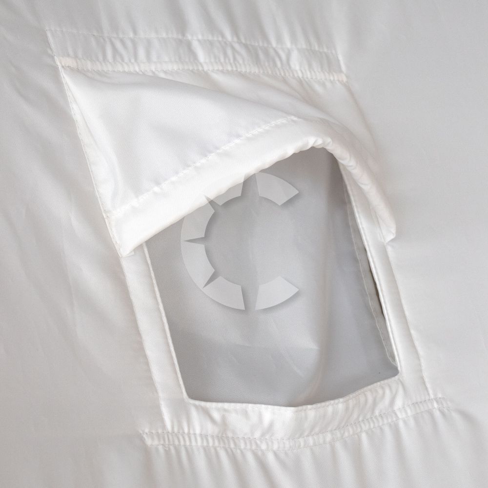 Палатка зимняя куб СЛЕДОПЫТ &quot;Premium&quot; 2,4х2,4 м, S по полу 5,7  кв.м, 3 слоя, цв. оливковый/белый