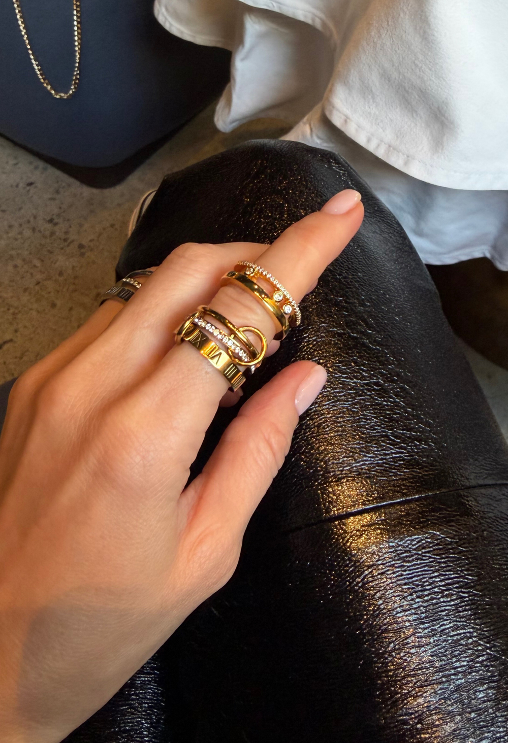 Кольцо с римскими цифрами многосоставное silver