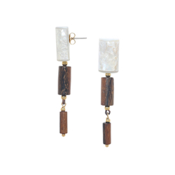 Серьги Nature Bijoux, Okawa, с перламутром и деревом роблес, NB26.1-12-90593 (коричневый)