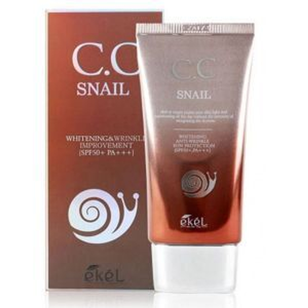 Крем для лица с экстрактом улитки,CC Cream SPF50 +,Ekel 50 мл