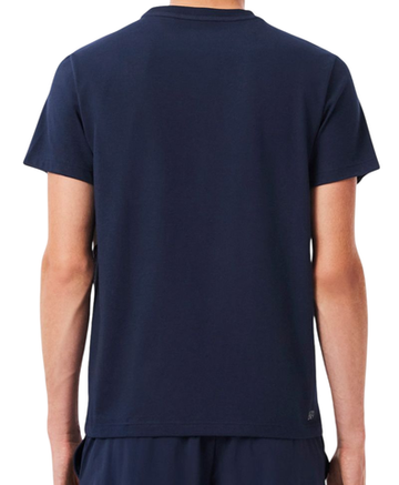 Мужская теннисная футболка Lacoste Ultra Dry Tennis Heritage Print - midnight blue