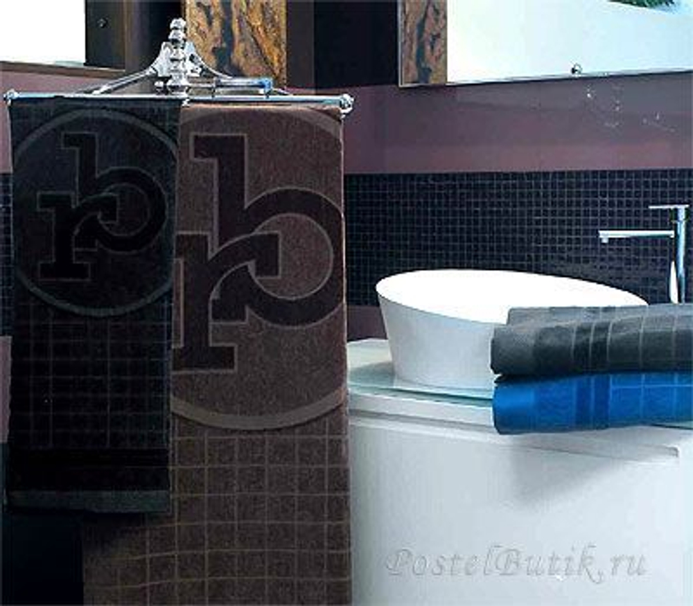 Полотенце 100х150 RoccoBarocco Gazzella черное