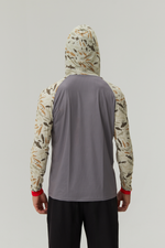 Джерси рыболовное с капюшоном и карманом Песочные рыбы серый